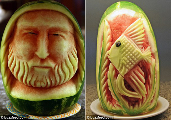 當水果遇到藝術家:西瓜被雕刻成精美的藝術品(組圖)