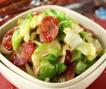 冬天快手菜 包菜炒臘腸的做法